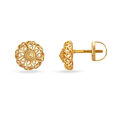 Classy Floral Gold Stud Earrings,,hi-res 3