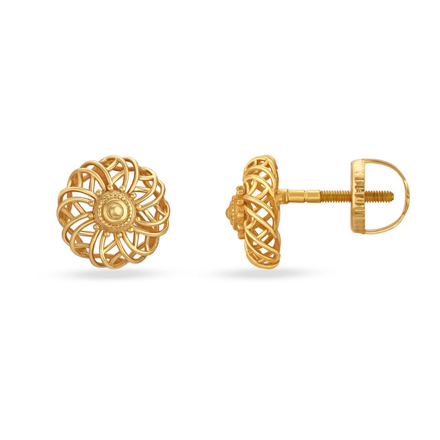 Classy Floral Gold Stud Earrings,,hi-res 3