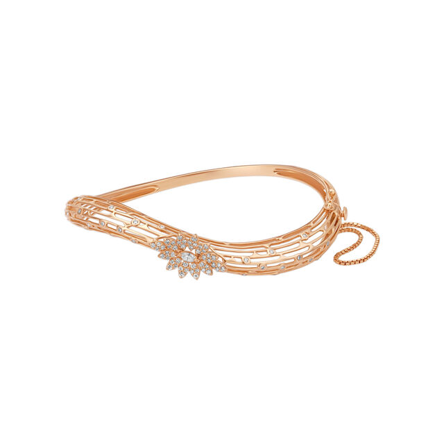 Nature Inspired Diamond Bangle in Yellow and White Gold 