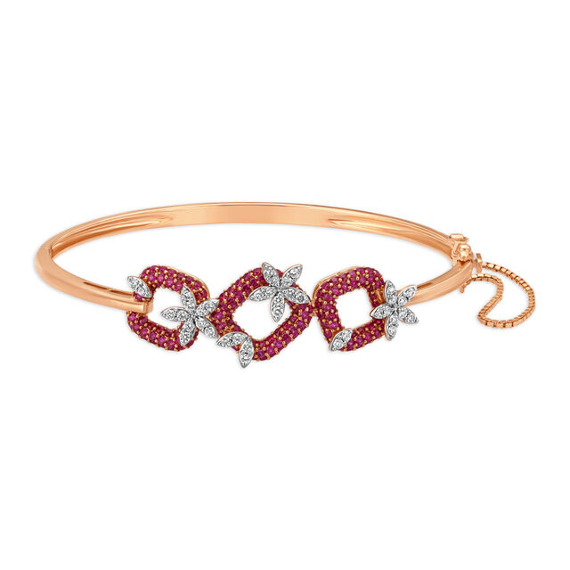 Entrancing Diamond and Ruby Bangle in Rose Gold,,hi-res 