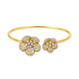 Whimsical Yellow And White Gold Diamond Flower-Tipped Bangle,,hi-res 