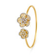 Whimsical Yellow And White Gold Diamond Flower-Tipped Bangle,,hi-res 2