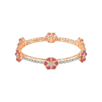 Regal Diamond and Ruby Bangle in a Combination of White and Rose Gold