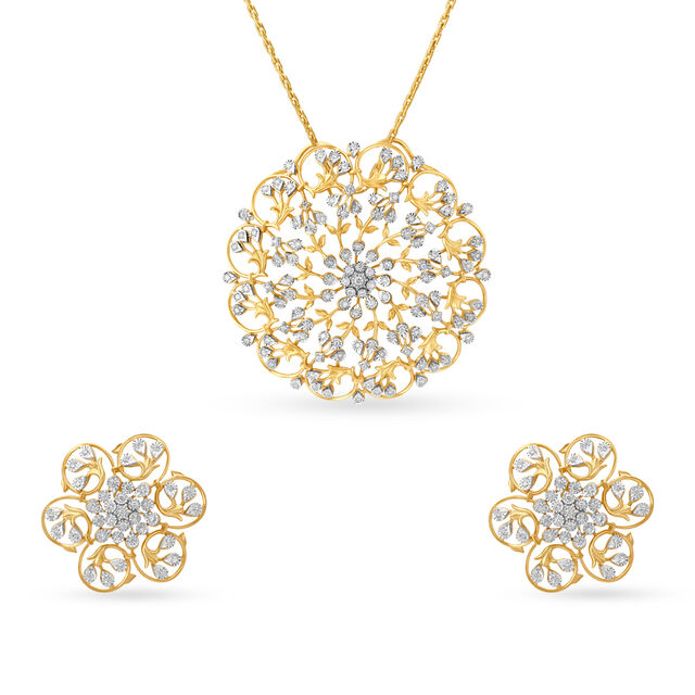 Intricate Diamond Pendant Set in a Floral Pattern,,hi-res 