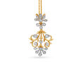 Grand Floral Yellow and White Gold Pendant and Earrings Set with Diamonds,,hi-res 2
