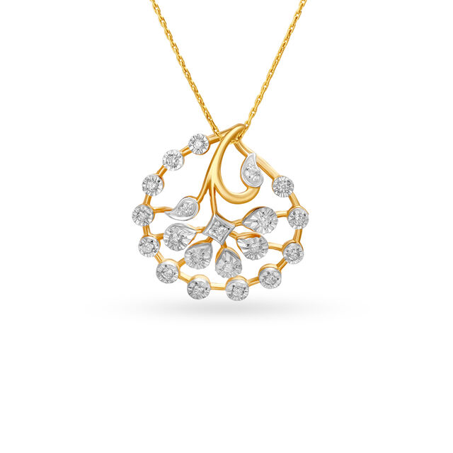 Lush Floral Motif Diamond Pendant and Earrings Set,,hi-res 2
