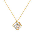 Radiant Floral Diamond Pendant with Chain in Yellow and White Gold,,hi-res 