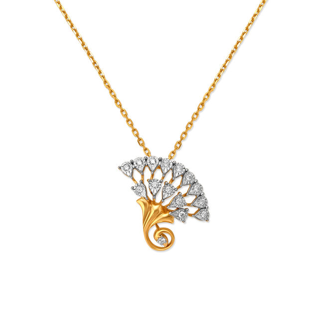 Magnificent Floral Diamond Pendant with Chain in Yellow and White Gold