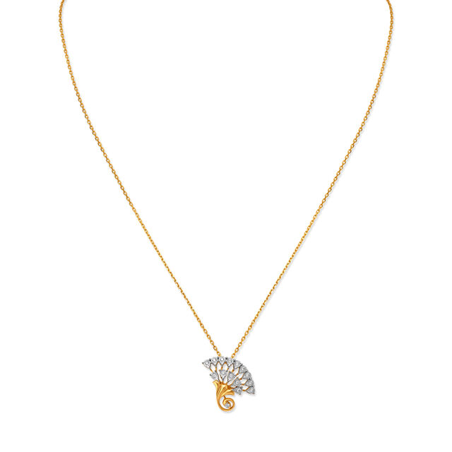 Magnificent Floral Diamond Pendant with Chain in Yellow and White Gold