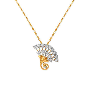 Blooming Tulip Diamond and Gold Pendant with Chain