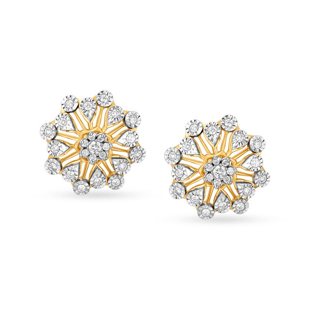 Splendid Snowflake Gold and Diamond Stud Earrings,,hi-res 
