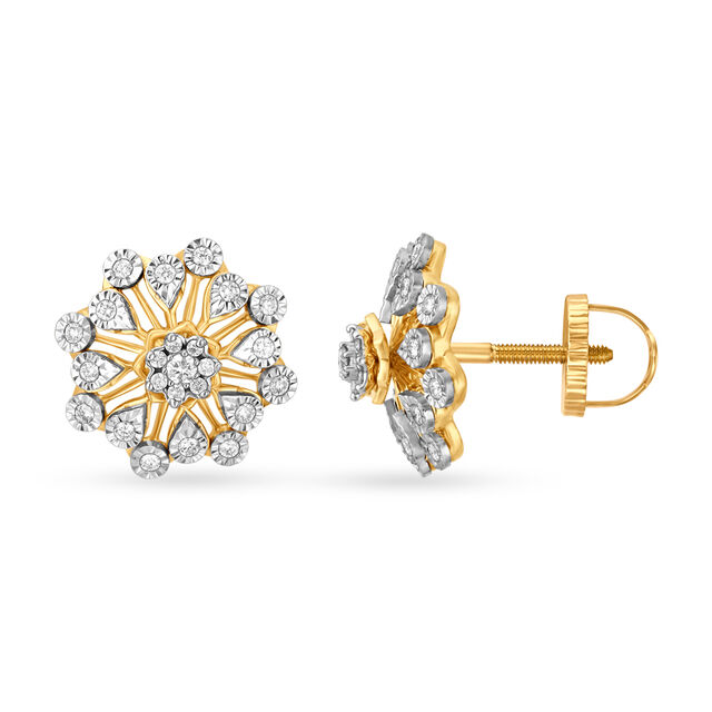 Splendid Snowflake Gold and Diamond Stud Earrings,,hi-res 2