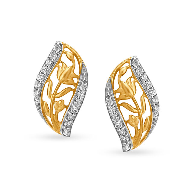 Dainty Leaf Diamond Stud Earrings,,hi-res 2