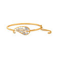 Leaf Shaped Gold and Diamond Bangle,,hi-res 