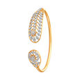 Gold and Diamond Bangle with a Leaf Design,,hi-res 2