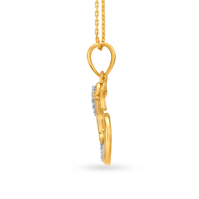 Shimmering Lord Ganesha Studded Gold Pendant,,hi-res 2