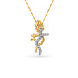 Flute And Peacock Leaf Motif Diamond Pendant,,hi-res 
