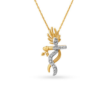 Flute And Peacock Leaf Motif Diamond Pendant