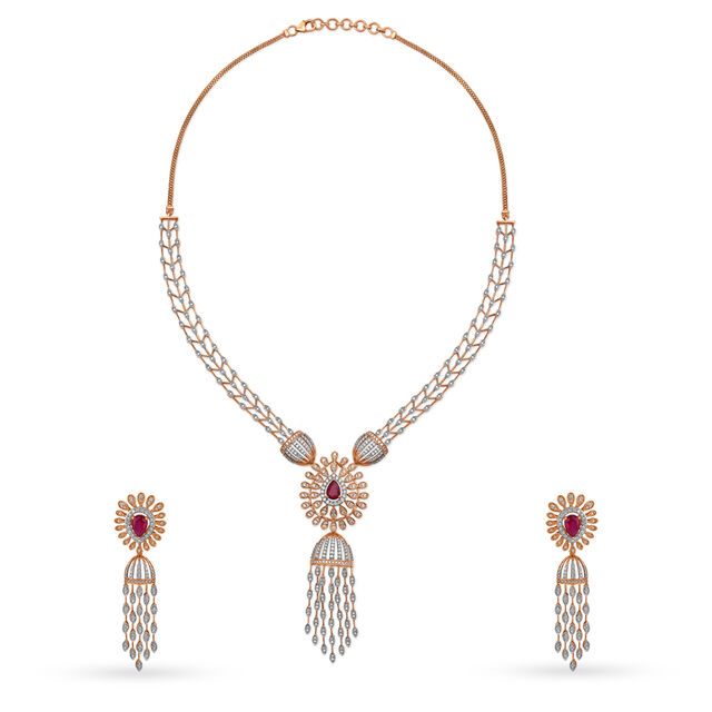Majestic Diamond and Rose Gold Necklace Set,,hi-res 