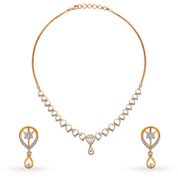 Celestial Rose Gold And Diamond Floral Necklace Set