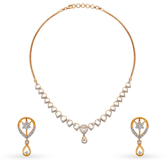 Celestial Rose Gold And Diamond Floral Necklace Set,,hi-res 