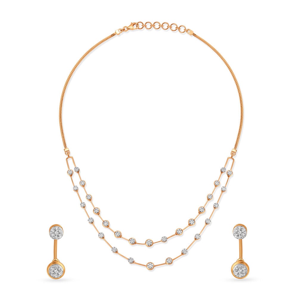 Buy Plush Double Layered Floral Motif Diamond Necklace Set at Best Price Tanishq US
