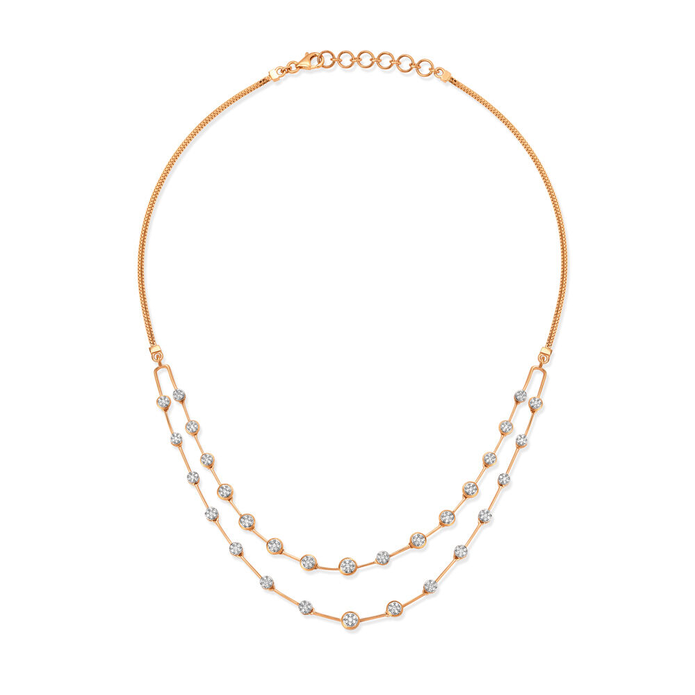 Double layer diamond necklace sale