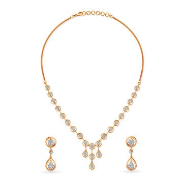 Sparkling Rose Gold And Diamond Teardrop Necklace Set