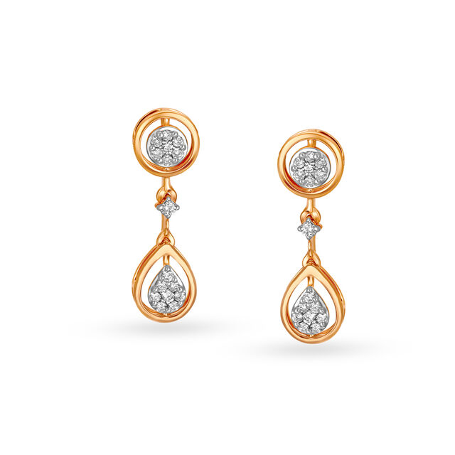 Sparkling Rose Gold And Diamond Teardrop Necklace Set,,hi-res