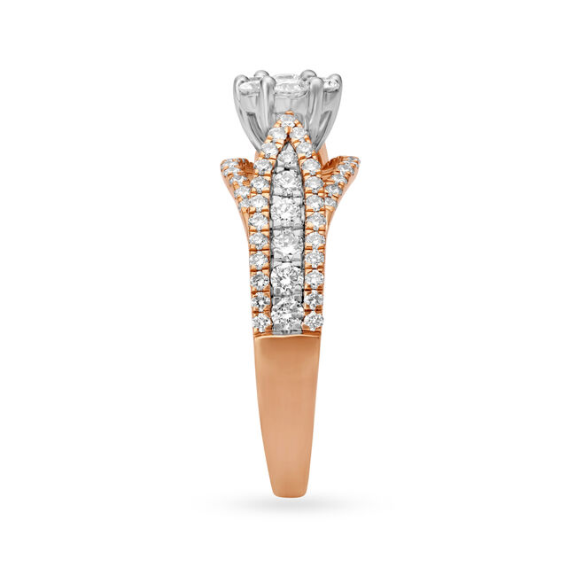 Splendid 18 Karat White And Rose Gold And Diamond Statement Ring 3