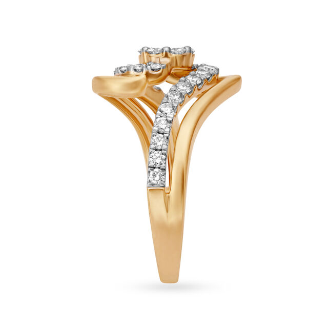 Spectacular 18 Karat Yellow And White Gold And Diamond Swirled Finger Ring,,hi-res 3