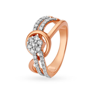 Enchanting Multi Stone Floral Diamond Ring in White and Rose Gold