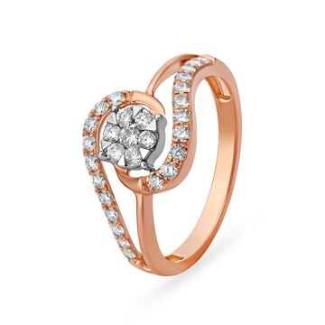 Marvelous 18 Karat White And Rose Gold And Diamond Swirled Finger Ring