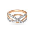 Stunning 18 Karat White And Rose Gold And Diamond Intersecting Finger Ring 2
