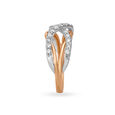 Stunning 18 Karat White And Rose Gold And Diamond Intersecting Finger Ring 3