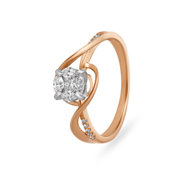 Elegant Floral Diamond Ring in White and Rose Gold,,hi-res 