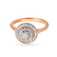 Hypnotic Solitaire Look Geometric Diamond Ring in White and Rose Gold 2