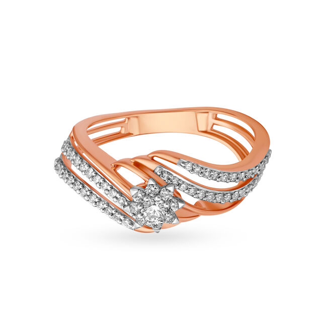Glamorous Floral Rose Gold and Diamond Ring 2