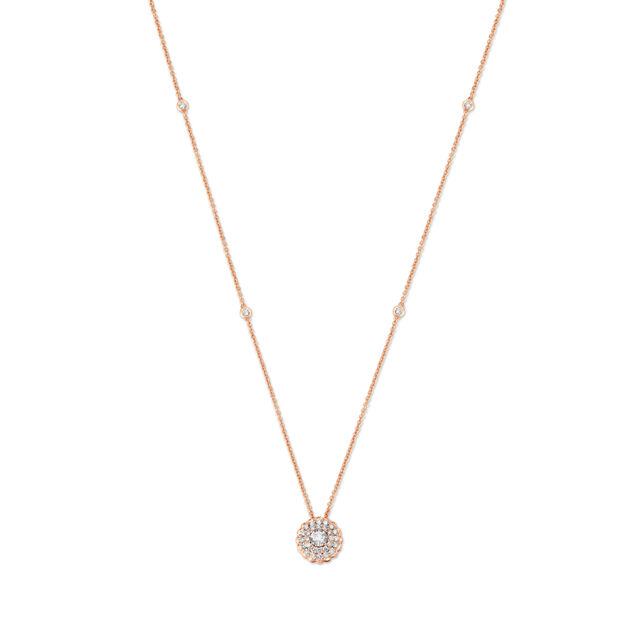 Sparkling Floral Diamond Pendant with Chain in White and Rose Gold,,hi-res 