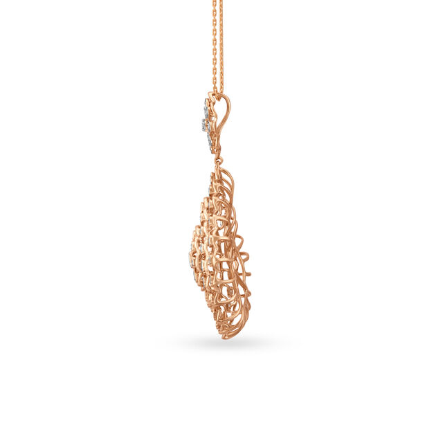 Elaborate Floral Rose Gold and Diamond Pendant,,hi-res 2