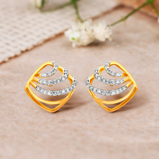 Striking Geometric Diamond Round Stud Earrings,,hi-res 