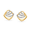 Striking Geometric Diamond Round Stud Earrings,,hi-res 2