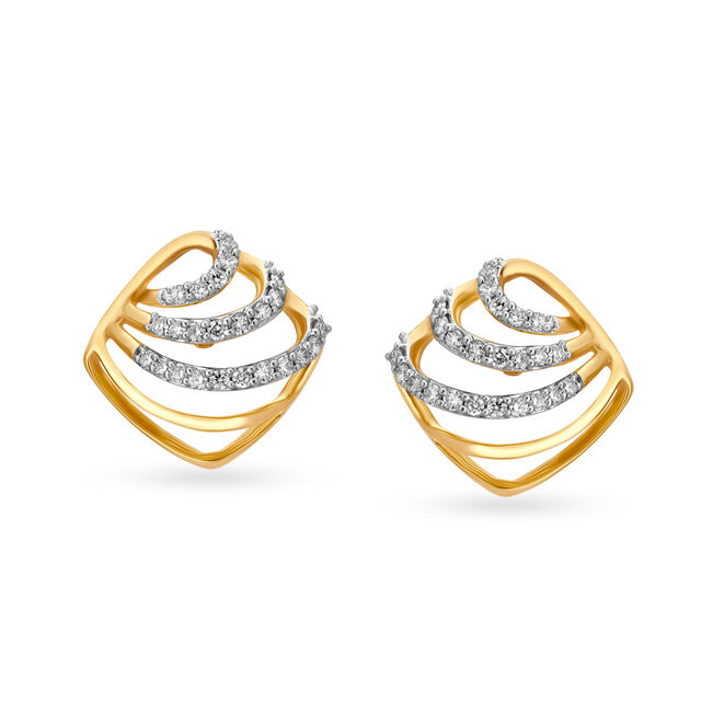 Striking Geometric Diamond Round Stud Earrings,,hi-res 2