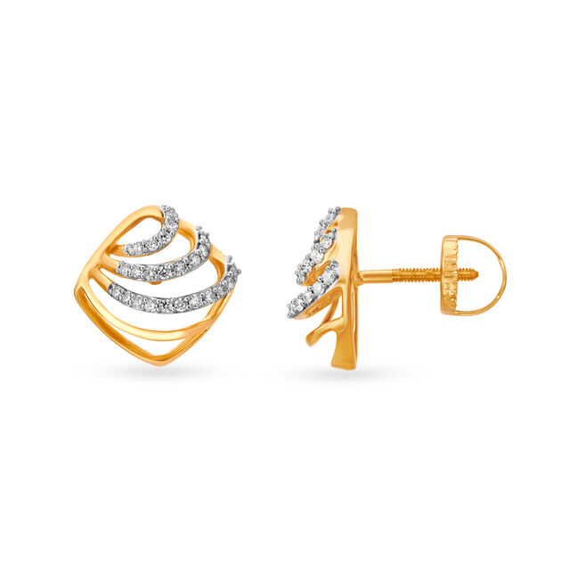 Striking Geometric Diamond Round Stud Earrings,,hi-res 3