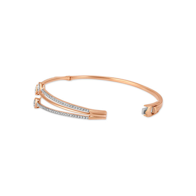 Sleek Geometric Rose Gold and Diamond Bangle,,hi-res 2
