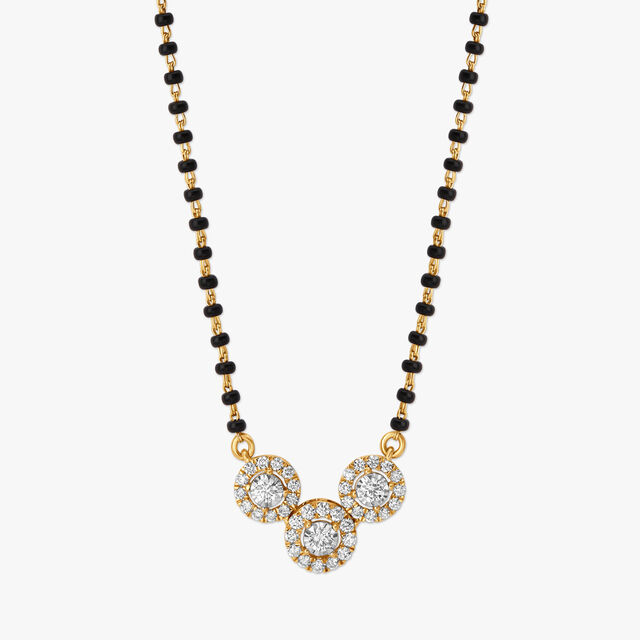 Connected Circles Diamond Mangalsutra in Yellow and White Gold 