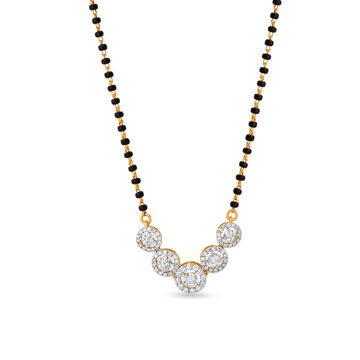 Charming Circular Diamond Mangalsutra in Yellow and White Gold