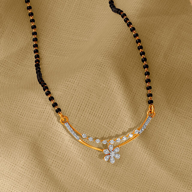 Charming Floral Diamond Mangalsutra,,hi-res 