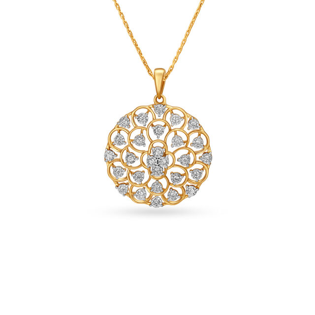 Gleaming Gold Pendant and Earrings Set with Diamonds 2