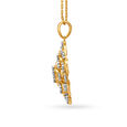 Gleaming Gold Pendant and Earrings Set with Diamonds 3